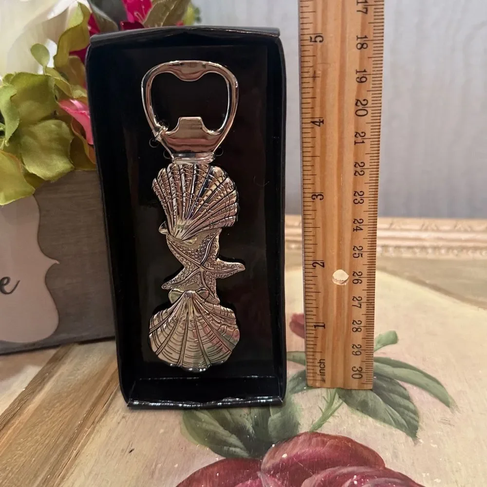 Ganz Seashell Bottle Opener Silver Tone Coastal Beach Cottage NEW